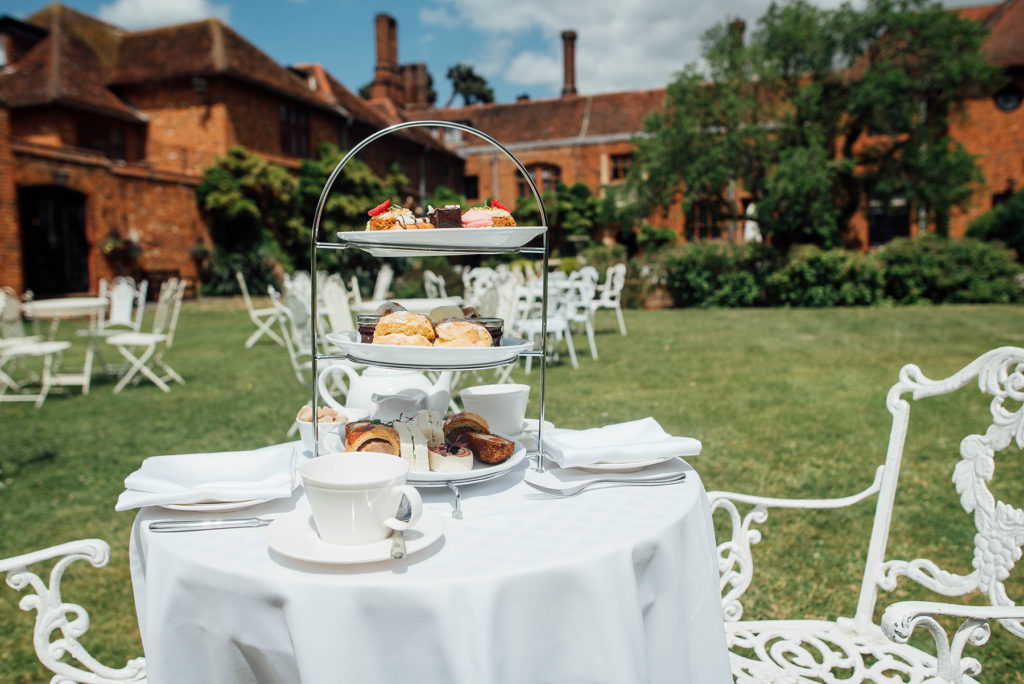 afternoon tea outside Seckford Hall