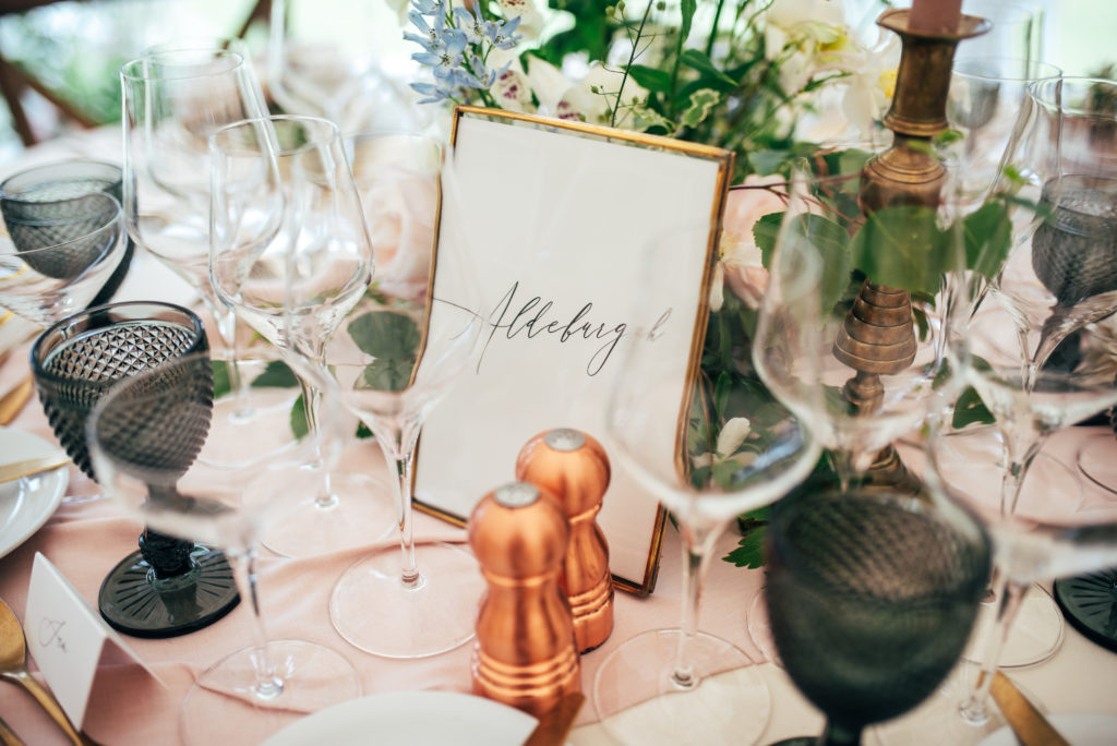 Wedding table decor at Seckford Hall